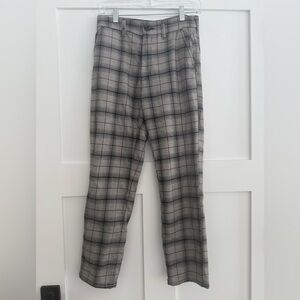 American Eagle Outfitters Women's Black Plaid Pants with Pink stripe